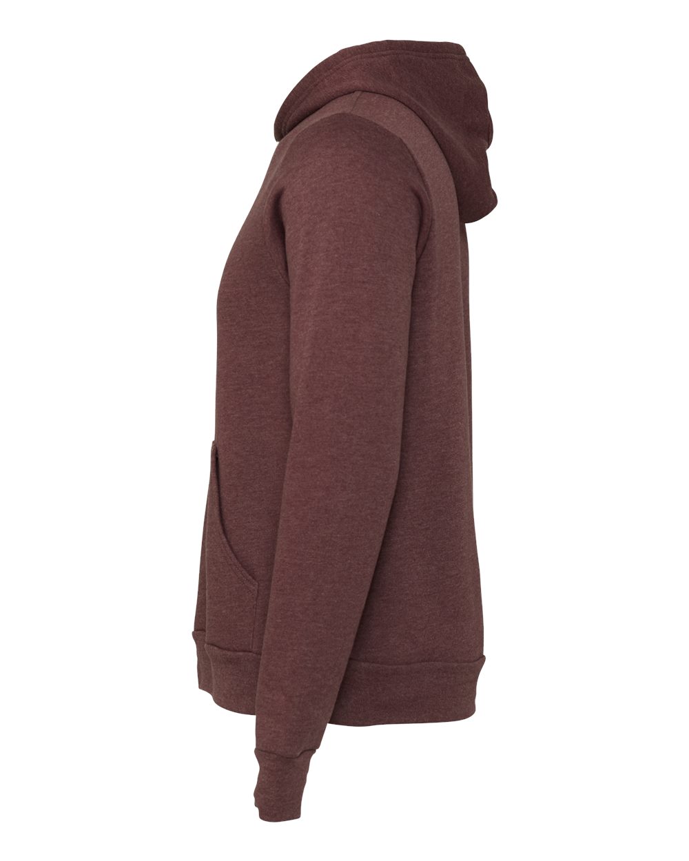 Left View of Heather Maroon Sponge Fleece Hoodie - 3719