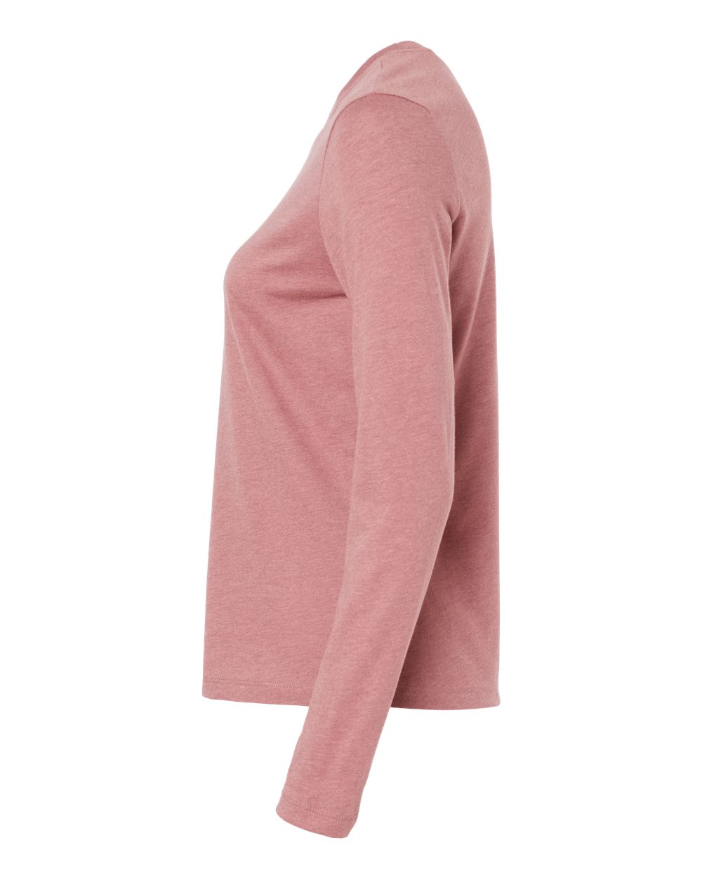 Left View of Heather Mauve Women’s Jersey Long Sleeve Tee - 6500