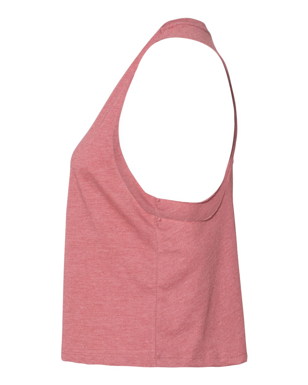 Left View of Heather Mauve Women's Racerback Crop Tank - 6682