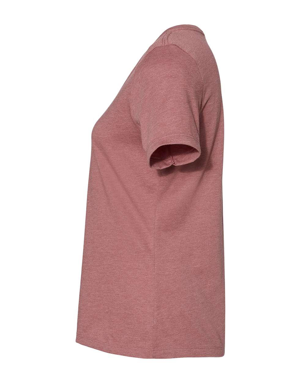 Left View of Heather Mauve Women's Relaxed Heather CVC V-Neck Tee - 6405CVC