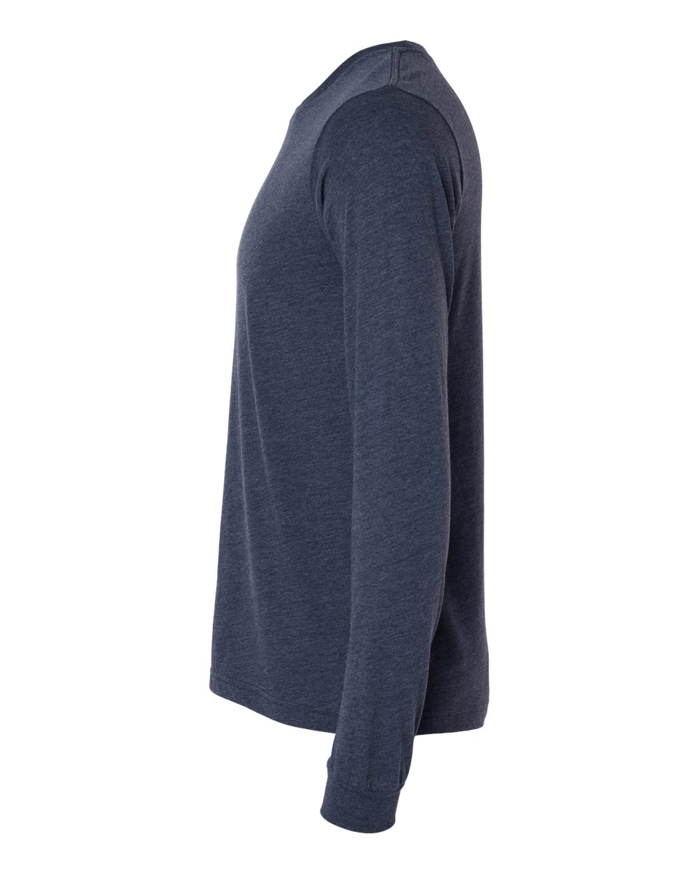Left View of Heather Midnight Navy Heather CVC Long Sleeve Tee - 3501CVC