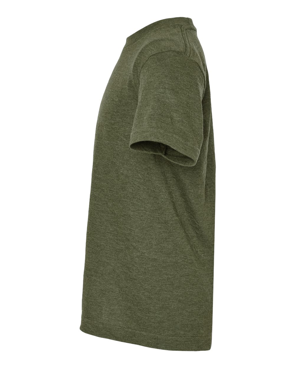 Left View of Heather Military Green Youth Fine Jersey T-Shirt - 235