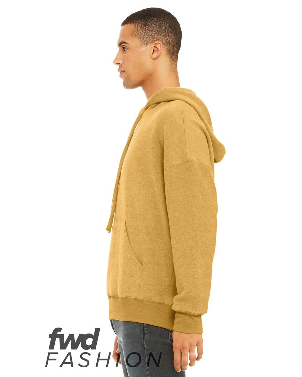 Left View of Heather Mustard FWD Fashion Sueded Fleece Hoodie - 3329