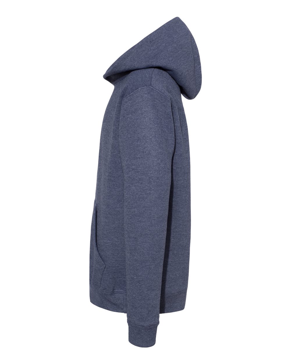 Left View of Heather Navy Ecosmart® Youth Hooded Sweatshirt - P473
