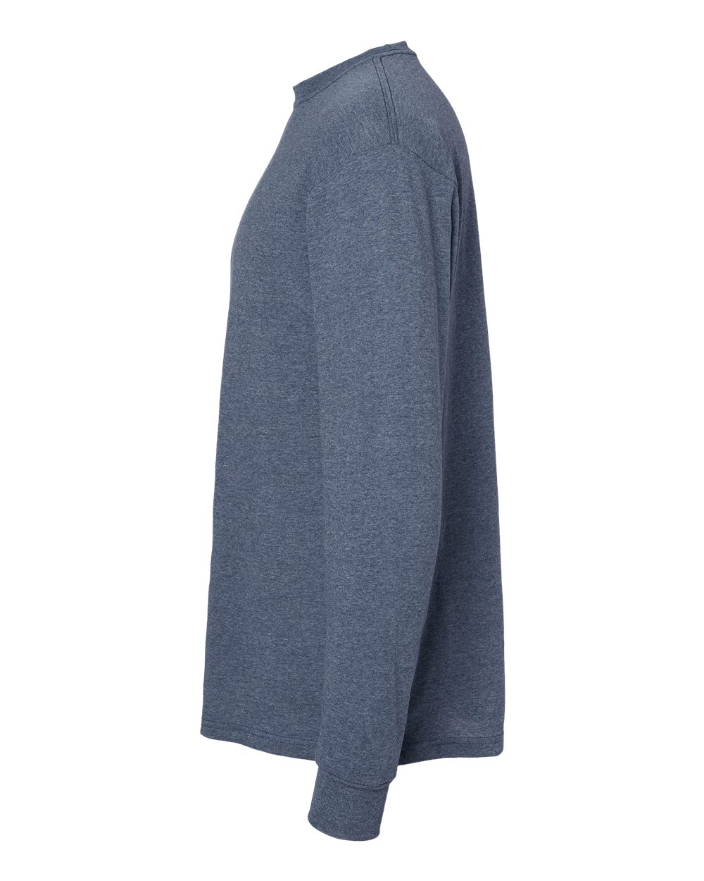 Left View of Heather Navy Gold Soft Touch Long Sleeve T-Shirt - 4820