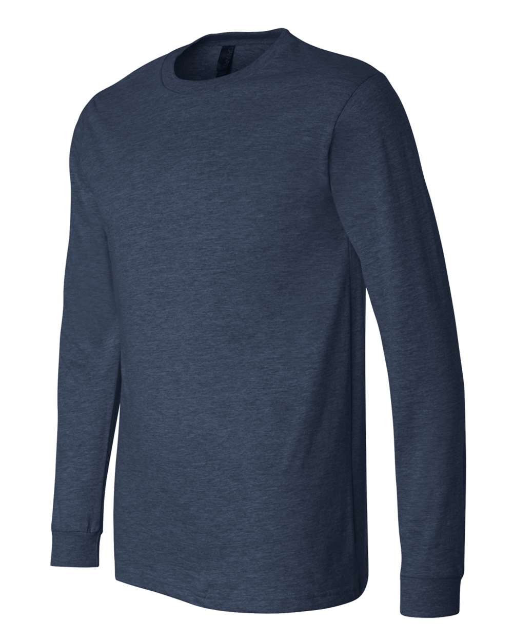 Left View of Heather Navy Heather CVC Long Sleeve Tee - 3501CVC