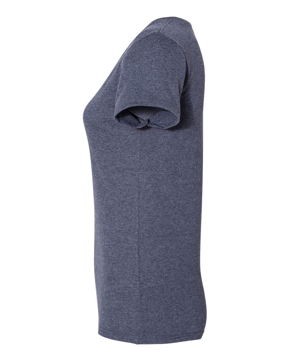 Left View of Heather Navy Heavy Cotton™ Women’s V-Neck T-Shirt - 5V00L