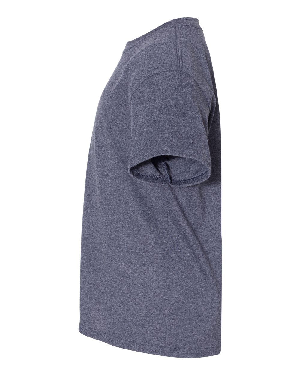 Left View of Heather Navy Heavy Cotton™ Youth T-Shirt - 5000B