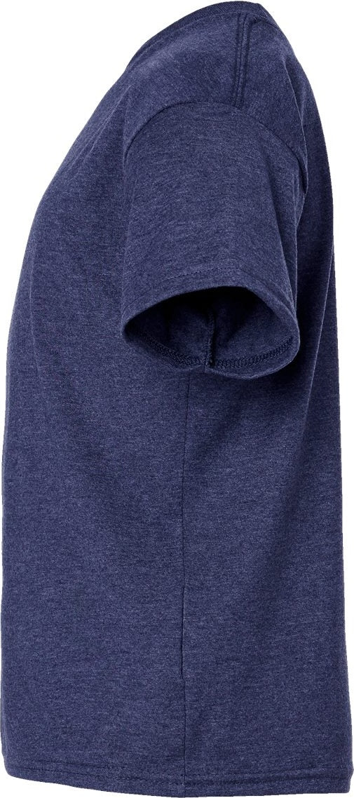 Left View of Heather Navy Perfect-T Youth T-Shirt - 498Y