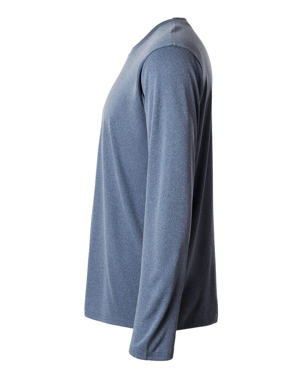 Left View of Heather Navy Pro-Lock Performance Long Sleeve T-Shirt - 48400