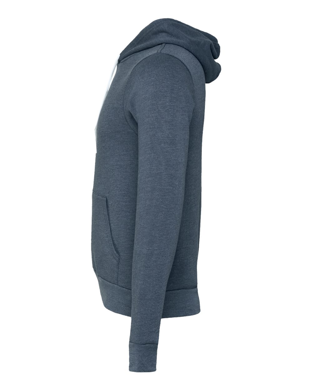 Left View of Heather Navy Sponge Fleece Hoodie - 3719