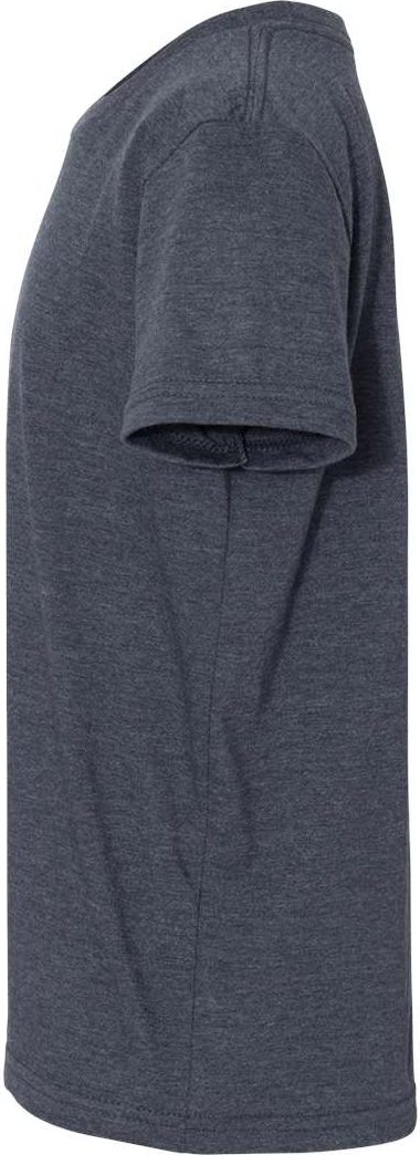 Left View of Heather Navy Youth CVC Jersey Tee - 3001YCVC