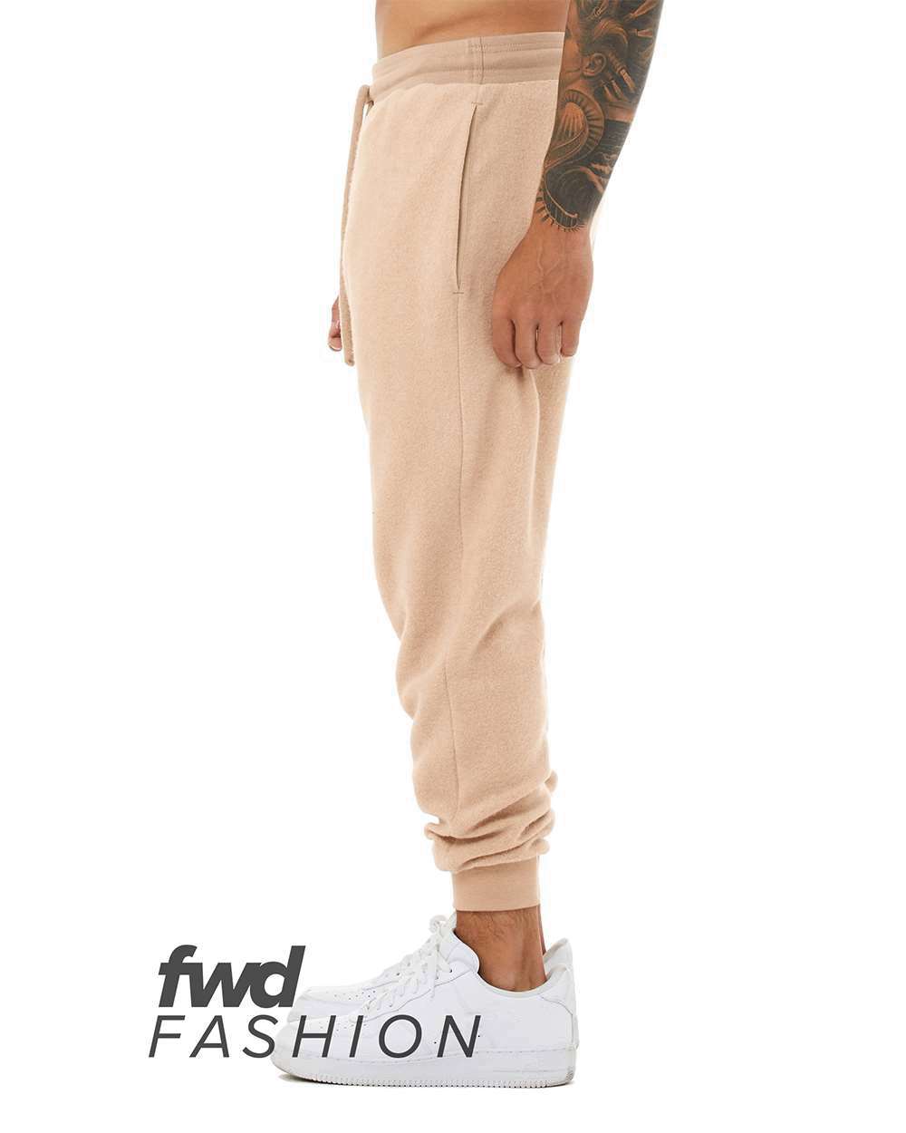 Left View of Heather Oat FWD Fashion Sueded Fleece Jogger - 3327
