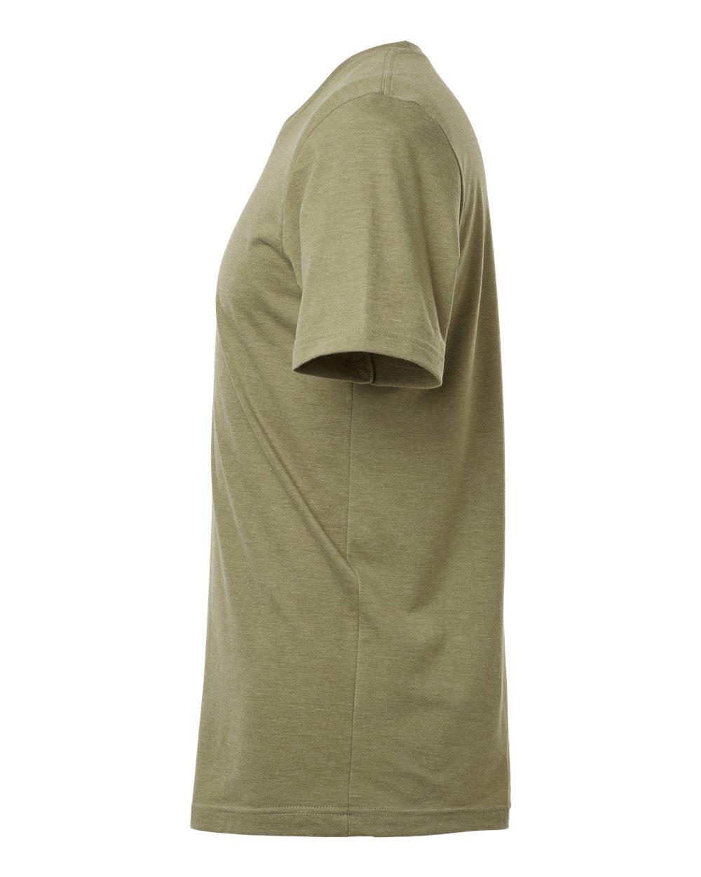 Left View of Heather Olive Green Combed CVC T-Shirt - 602CVC