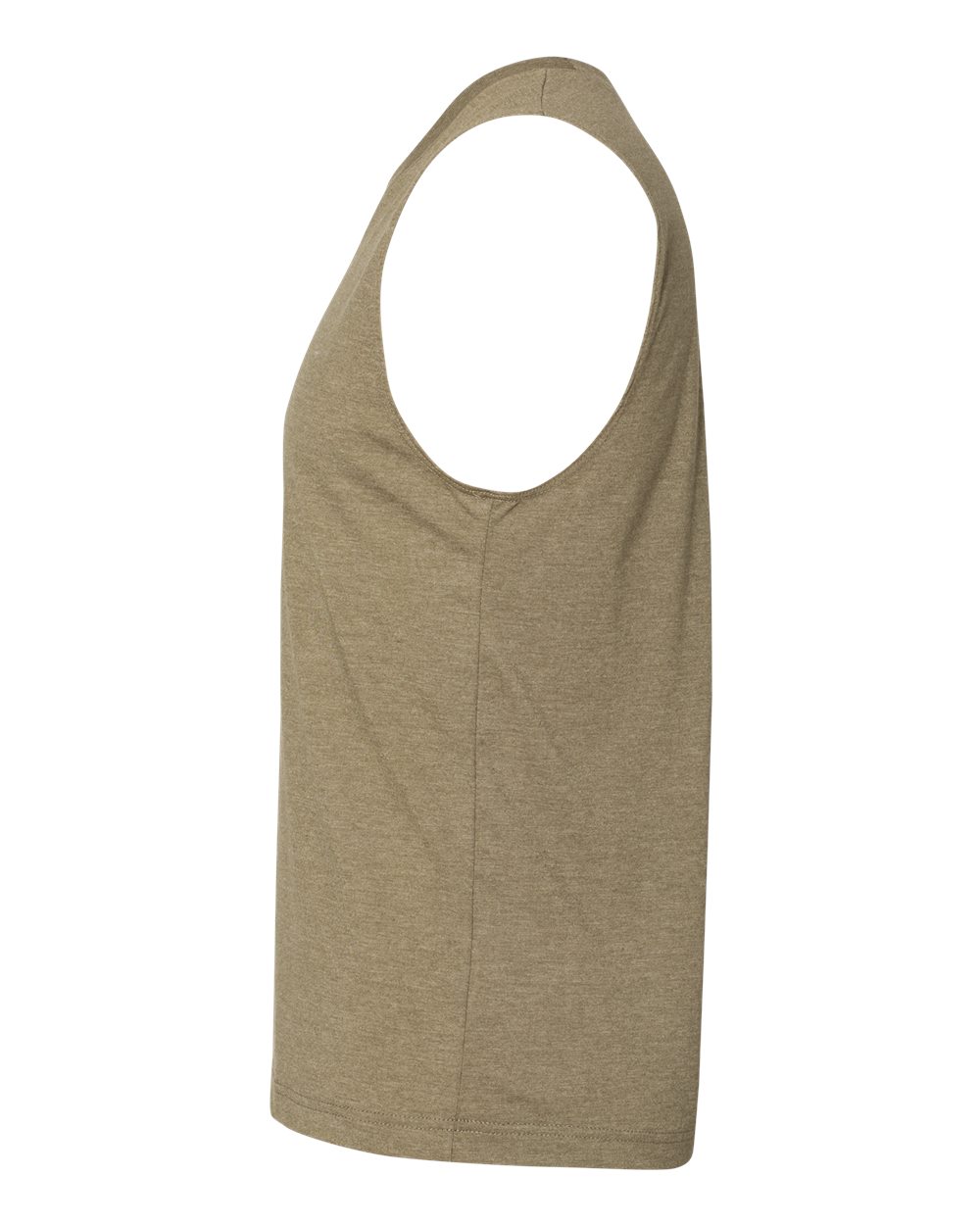 Left View of Heather Olive Jersey Muscle Tank - 3483