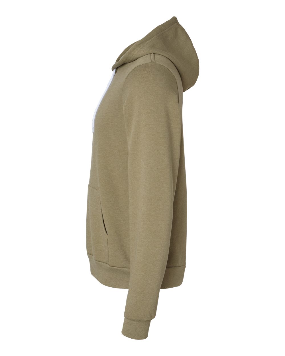 Left View of Heather Olive Sponge Fleece Hoodie - 3719