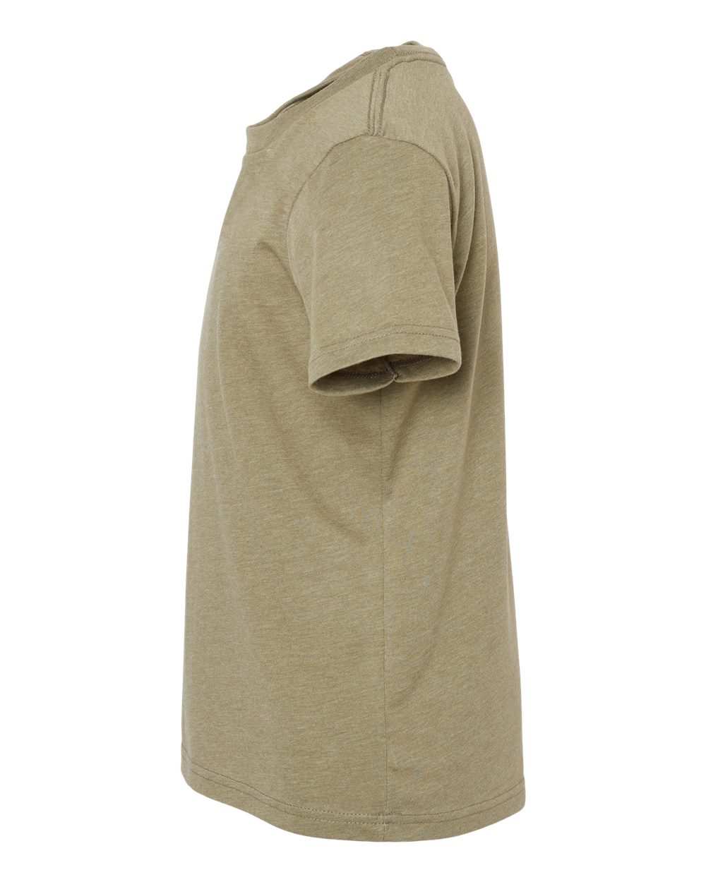 Left View of Heather Olive Youth CVC Jersey Tee - 3001YCVC