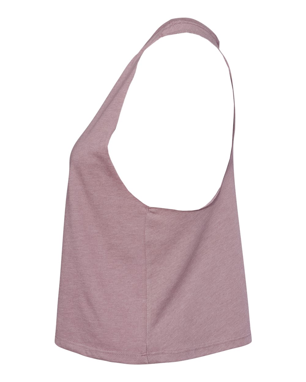 Left View of Heather Orchid Women's Racerback Crop Tank - 6682