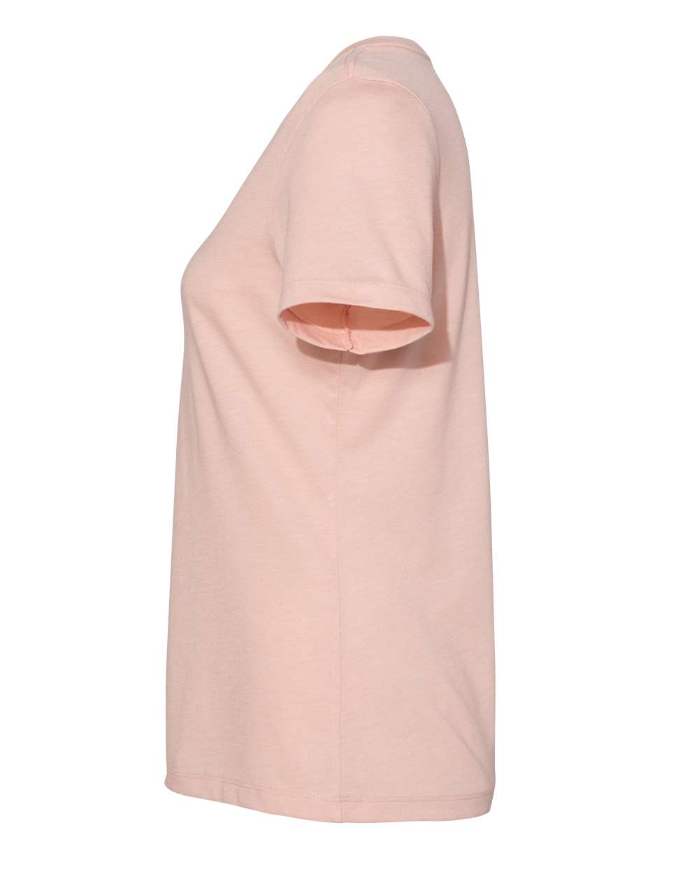 Left View of Heather Peach Women's Relaxed Heather CVC V-Neck Tee - 6405CVC