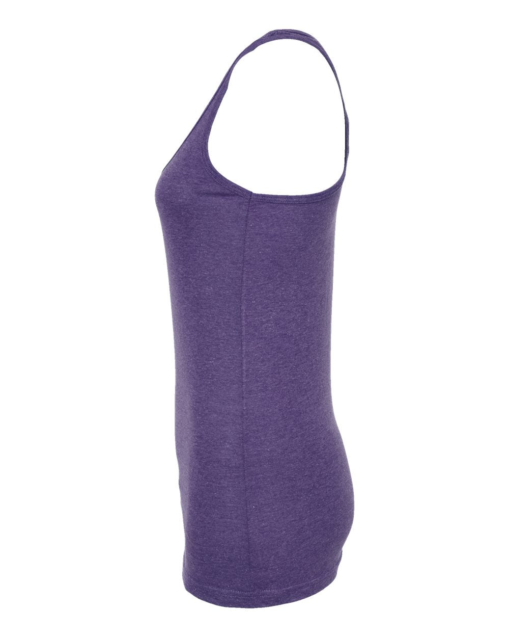 Left View of Heather Purple Women's Poly-Rich Racerback Tank Top - 190