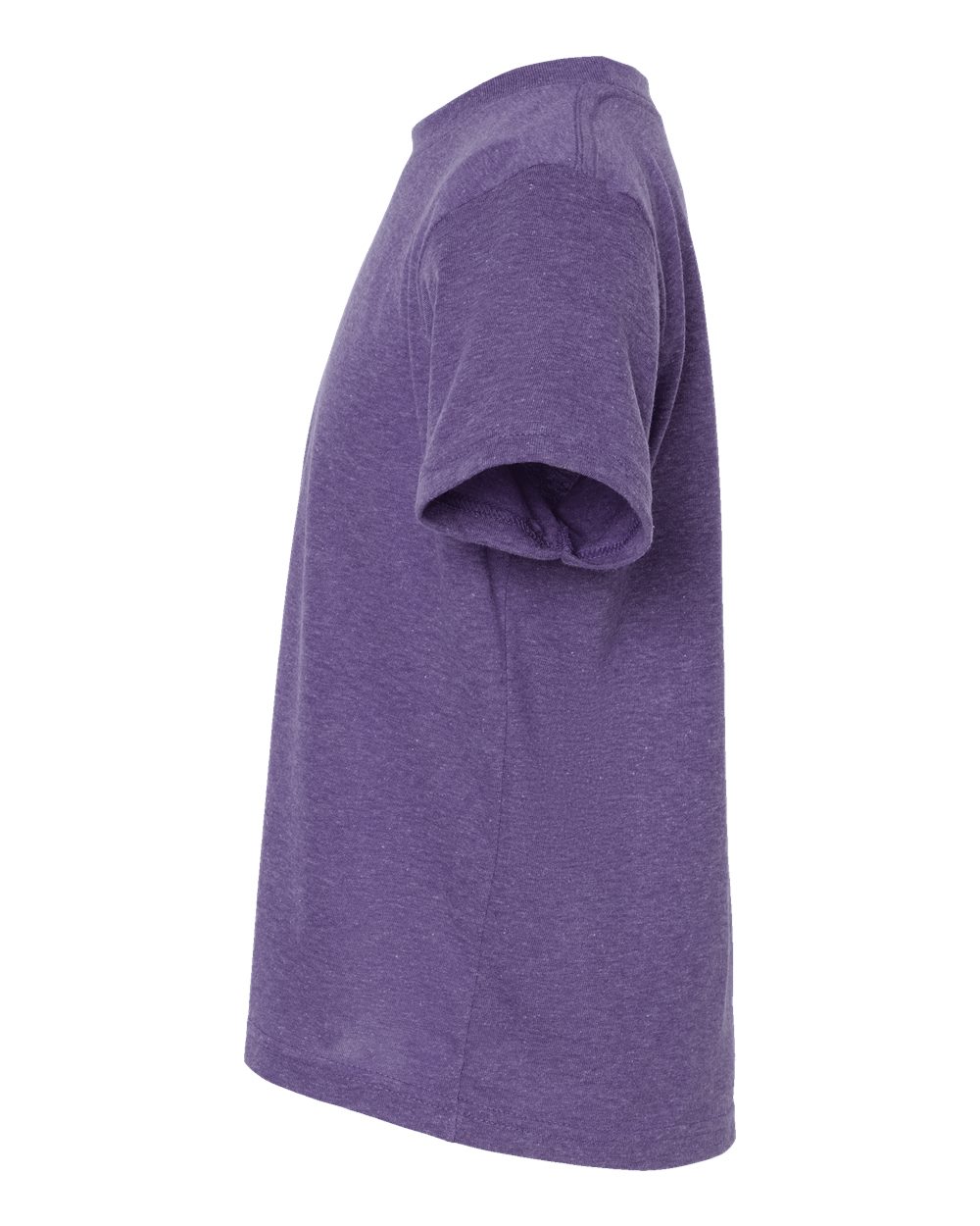 Left View of Heather Purple Youth Poly-Rich T-Shirt - 265