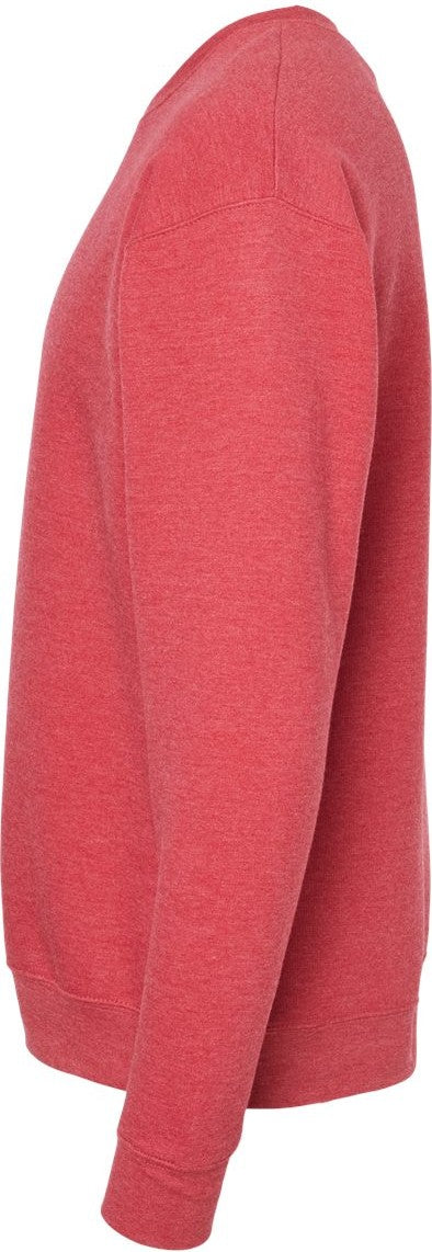 Left View of Heather Red Fleece Crewneck Sweatshirt - 340