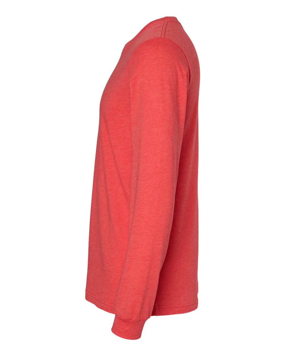 Left View of Heather Red Heather CVC Long Sleeve Tee - 3501CVC