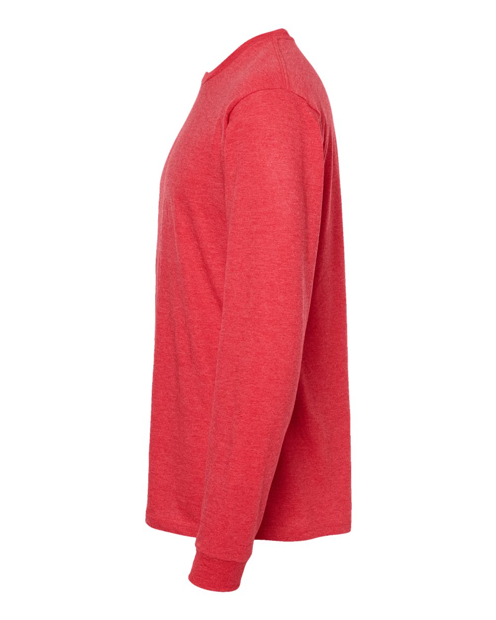 Left View of Heather Red Heavyweight Jersey Long Sleeve T-Shirt - 291