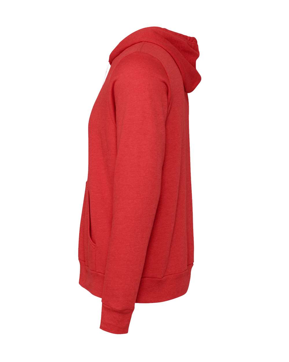 Left View of Heather Red Sponge Fleece Hoodie - 3719