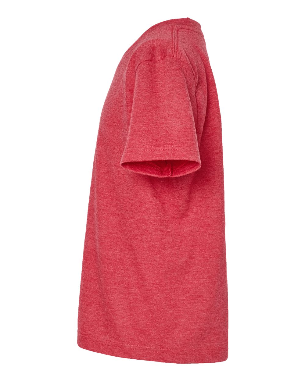 Left View of Heather Red Youth Fine Jersey T-Shirt - 235