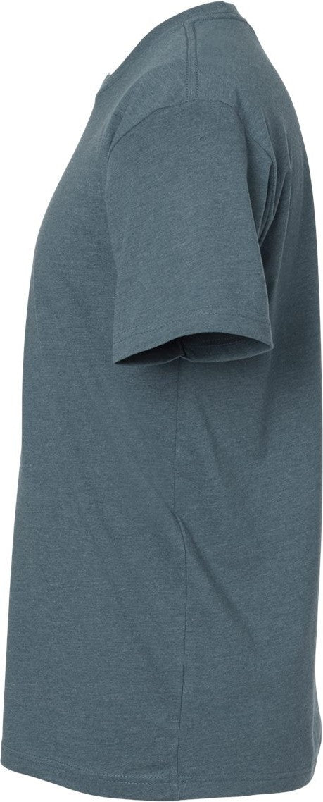 Left View of Heather Slate Blue CVC T-Shirt - 6210