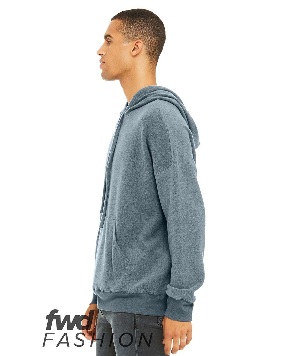 Left View of Heather Slate FWD Fashion Sueded Fleece Hoodie - 3329