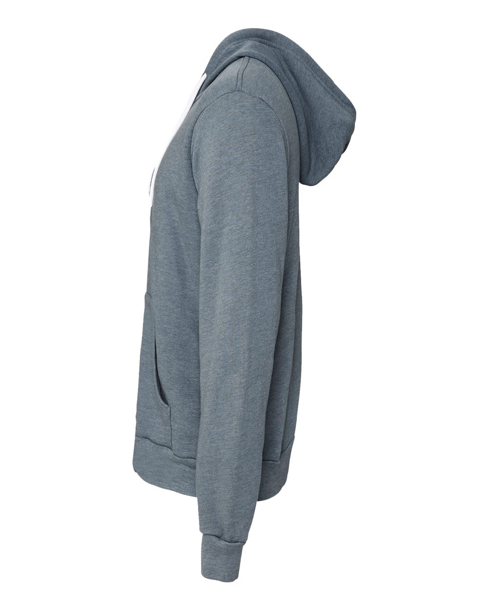 Left View of Heather Slate Sponge Fleece Full-Zip Hoodie - 3739