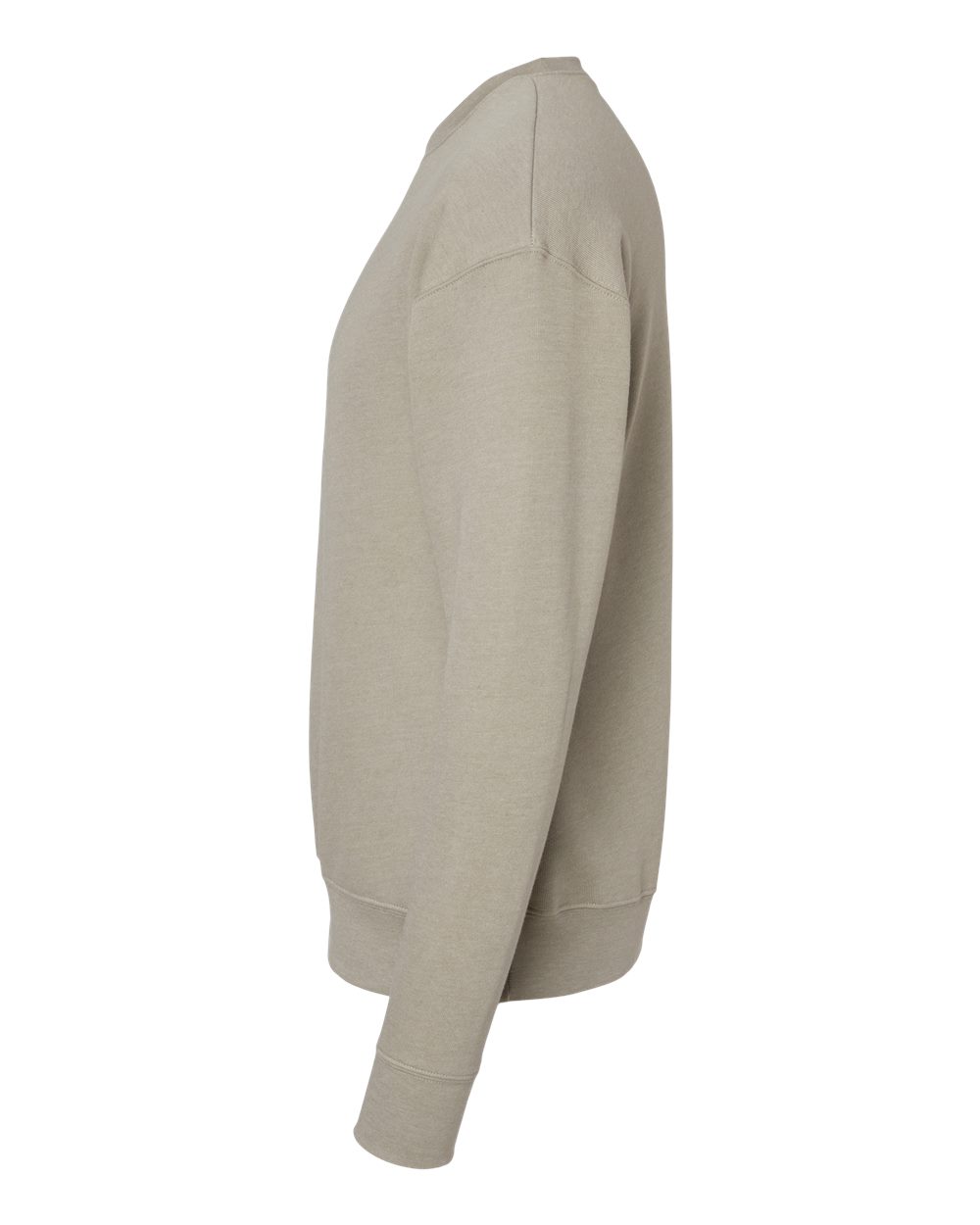 Left View of Heather Stone Sponge Fleece Drop Shoulder Crewneck Sweatshirt - 3945