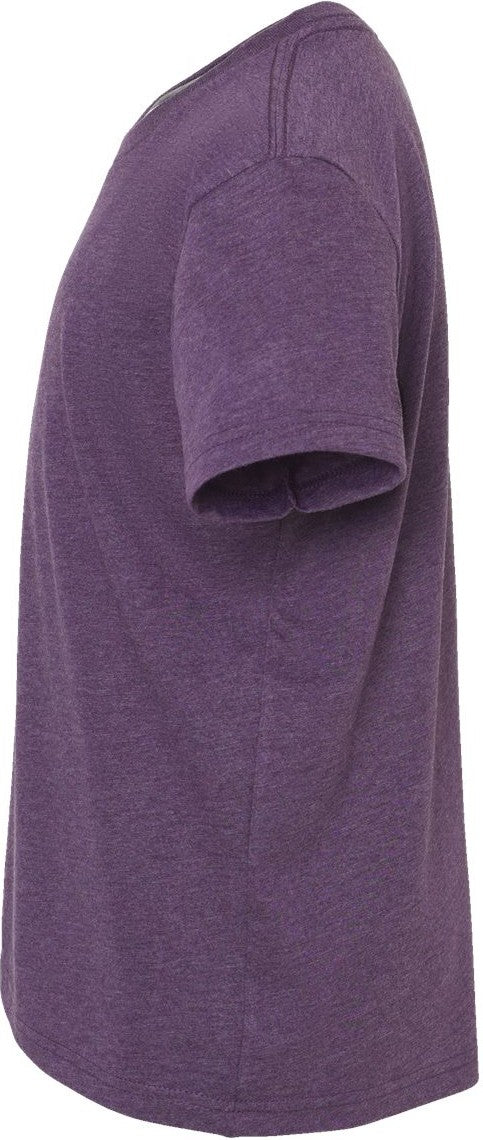 Left View of Heather Team Purple Youth CVC Jersey Tee - 3001YCVC