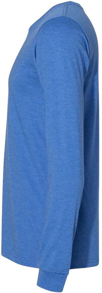 Left View of Heather True Royal Heather CVC Long Sleeve Tee - 3501CVC