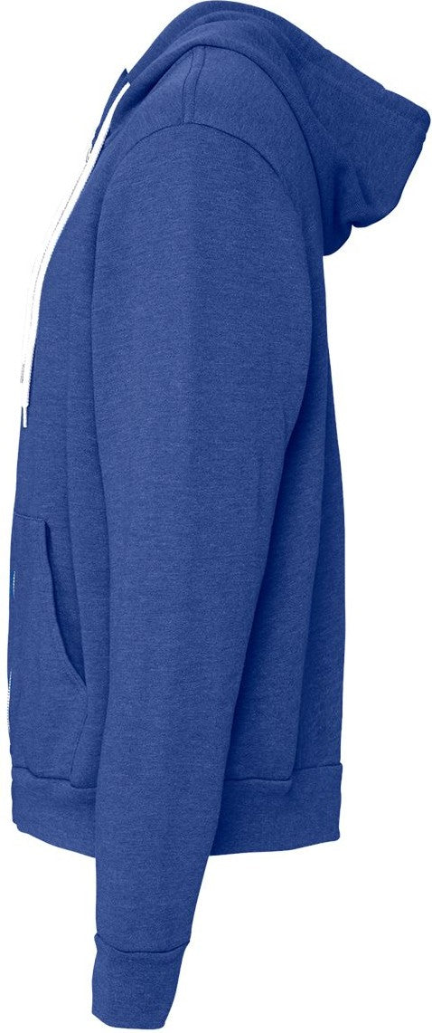 Left View of Heather True Royal Sponge Fleece Full-Zip Hoodie - 3739