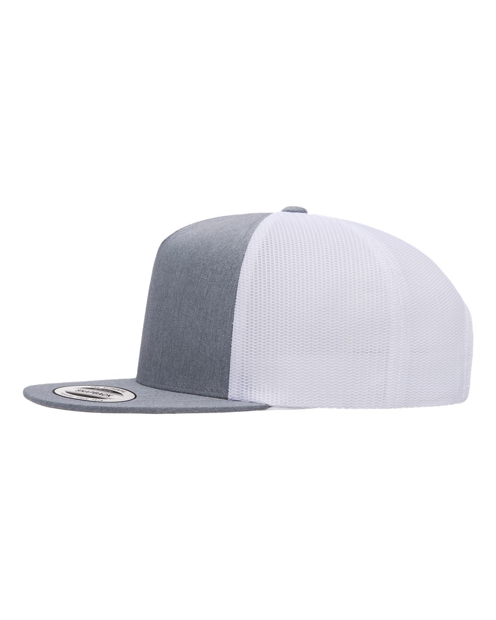 Left View of Heather/ White Five-Panel Classic Trucker Cap - 6006