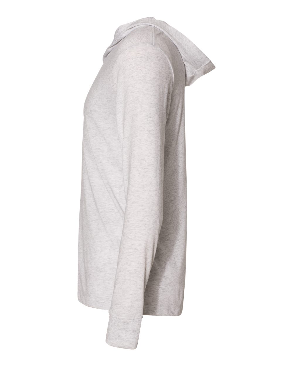 Left View of Heather White Triblend Hooded Long Sleeve Pullover - 6021