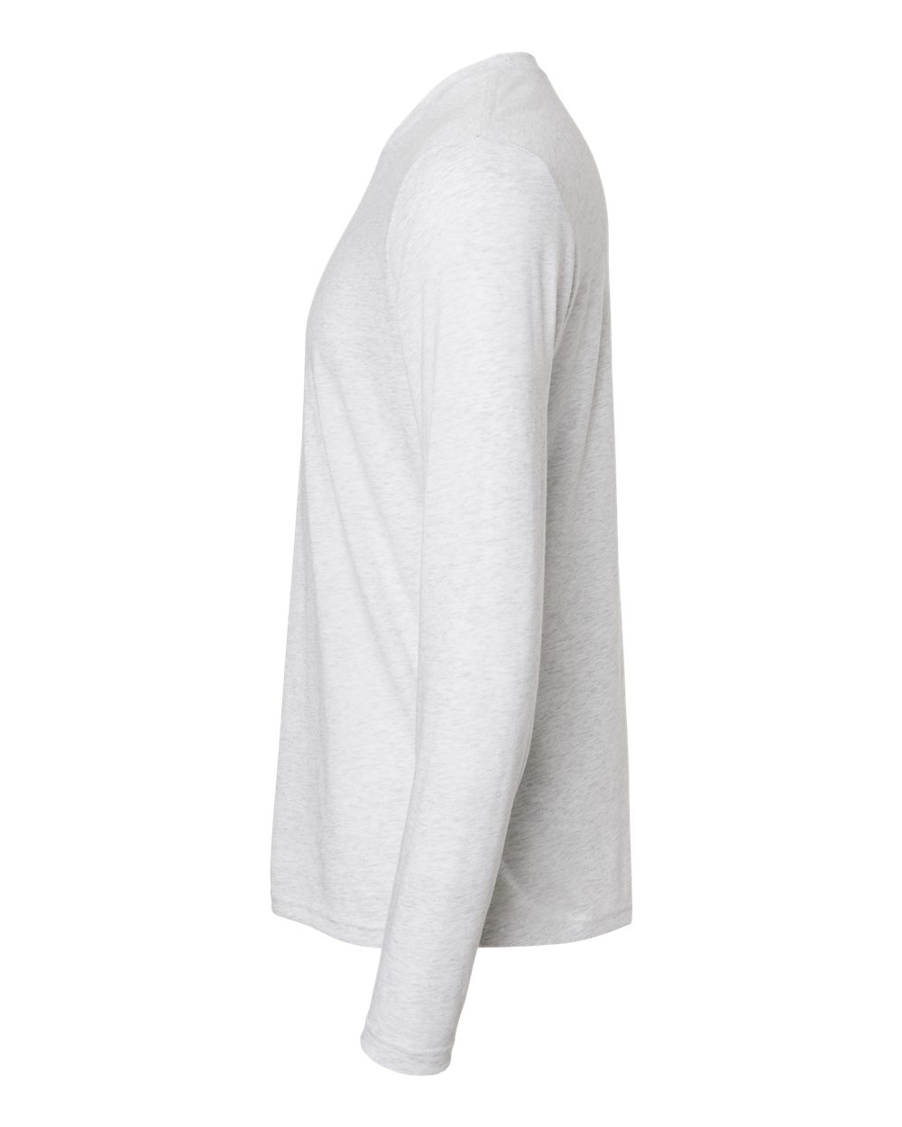 Left View of Heather White Triblend Long Sleeve T-Shirt - 6071