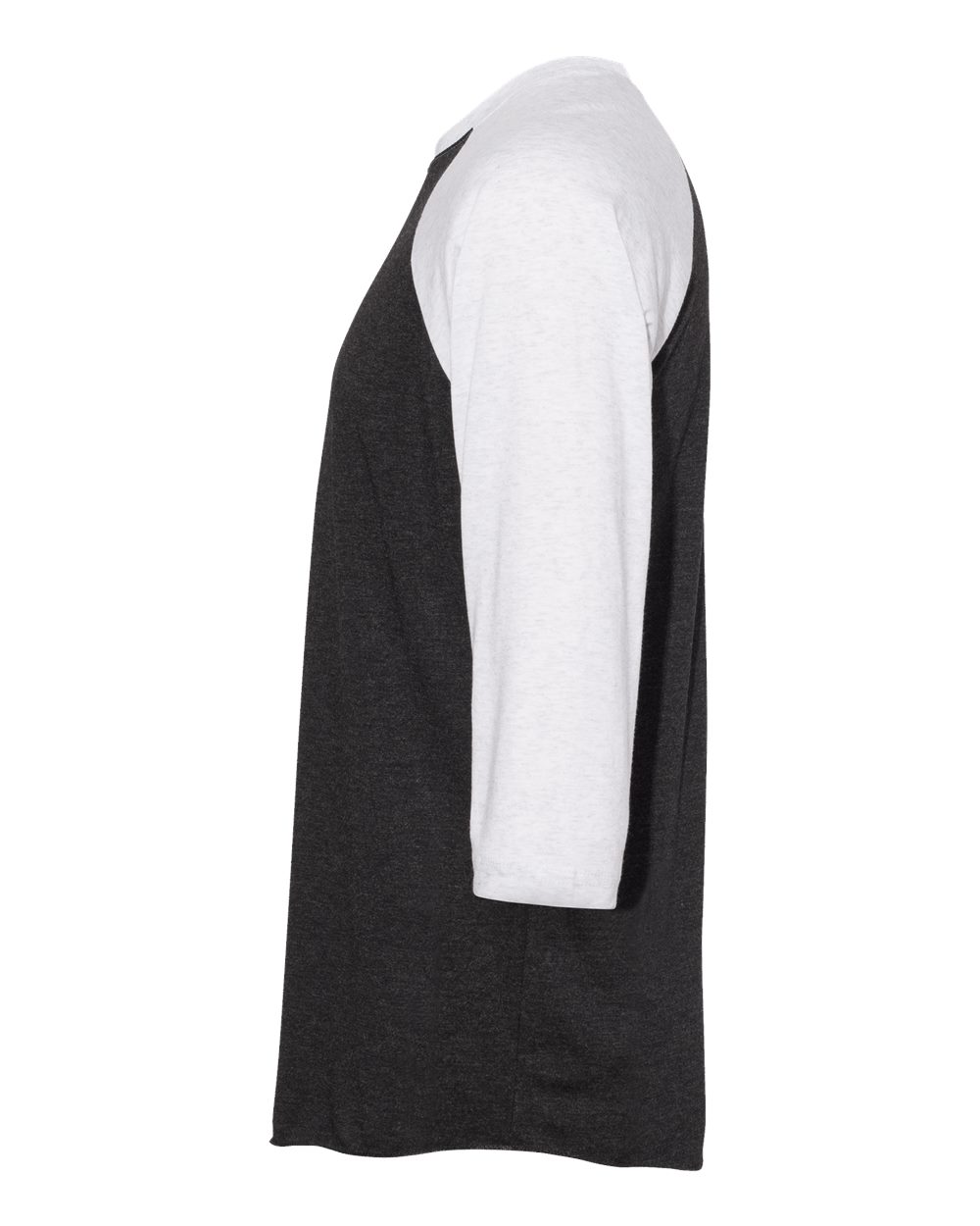 Left View of Heather White/ Vintage Black Triblend Three-Quarter Raglan T-Shirt - 6051