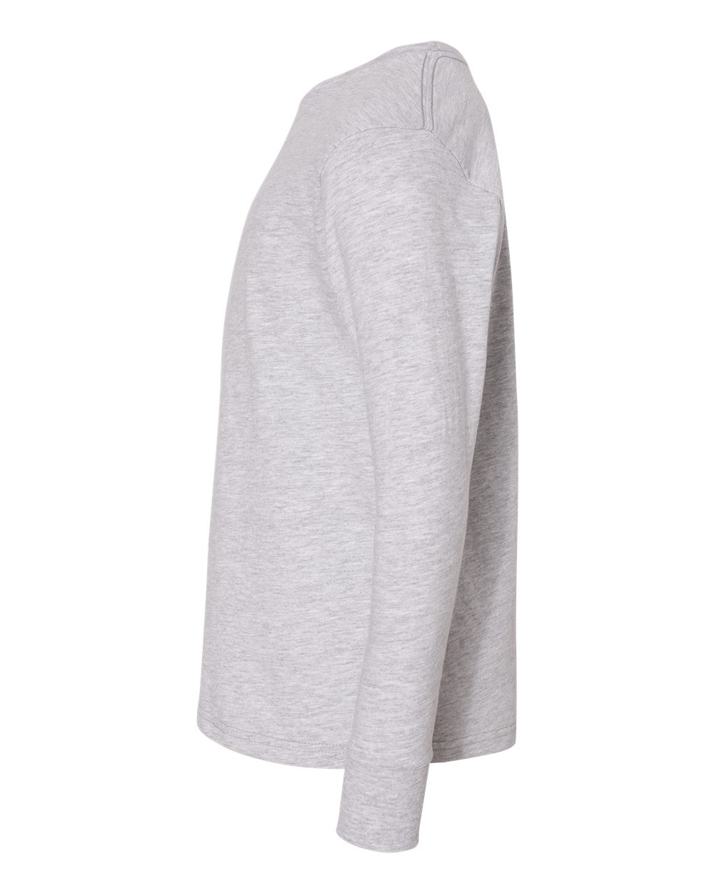Left View of Heather Youth Fine Jersey Long Sleeve Tee - 6201