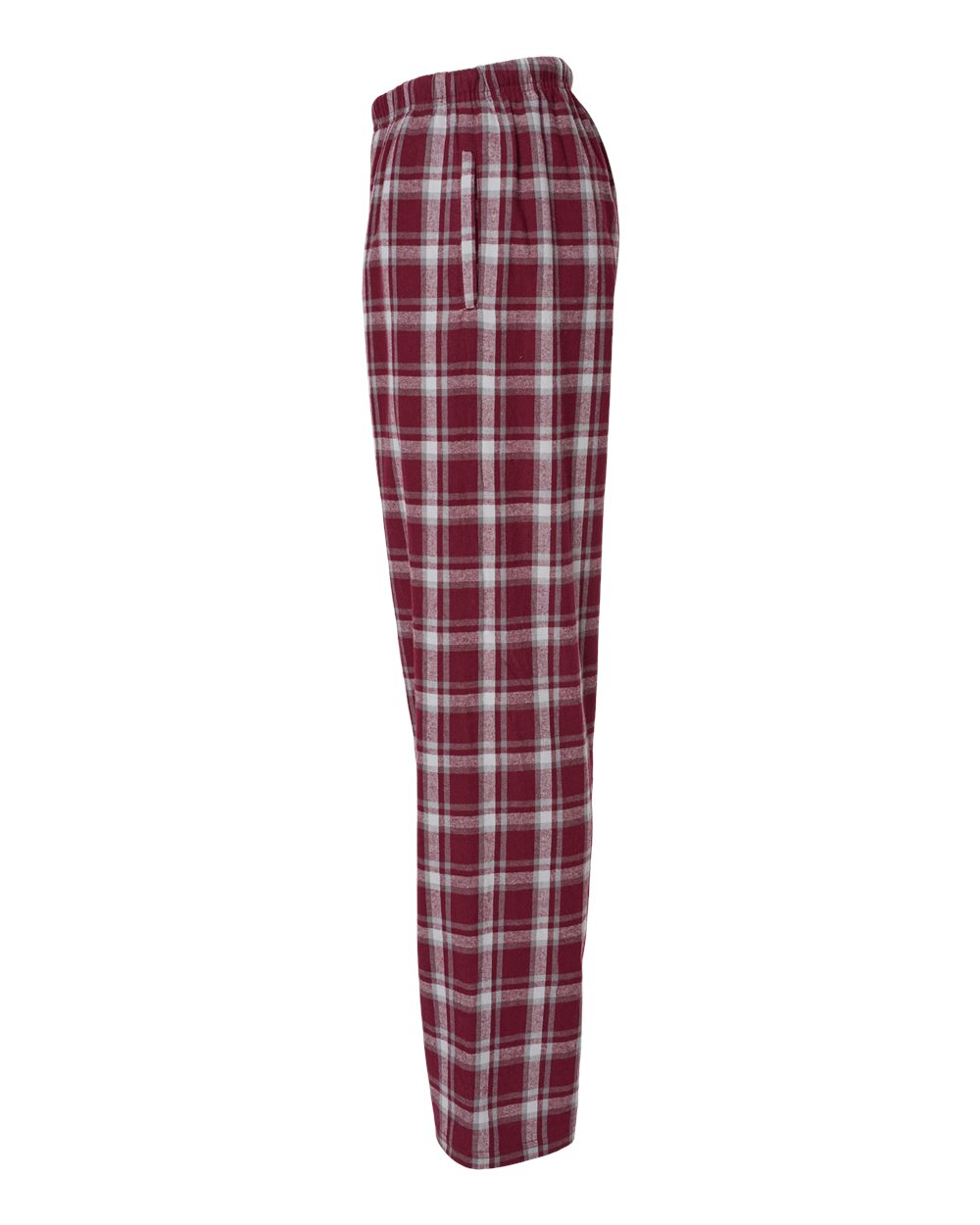 Left View of Heritage Maroon Plaid Harley Flannel Pants - BM6624
