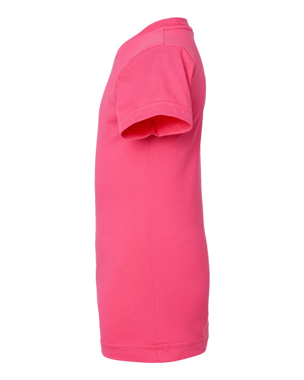 Left View of Hot Pink Girls' Fine Jersey Tee - 2616