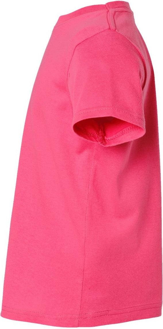 Left View of Hot Pink Toddler Fine Jersey Tee - 3321