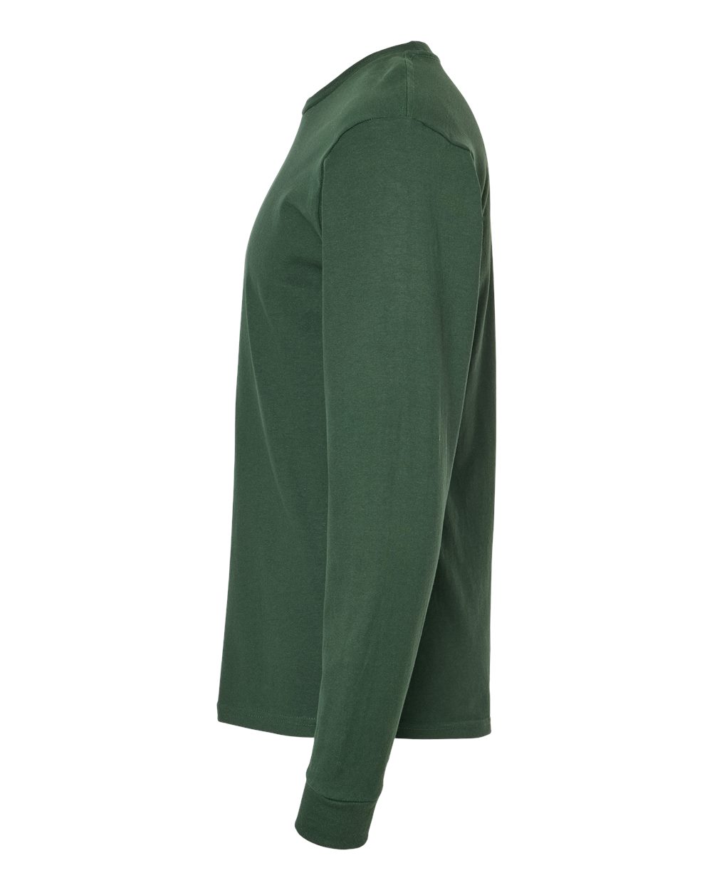 Left View of Hunter Green Heavyweight Jersey Long Sleeve T-Shirt - 291