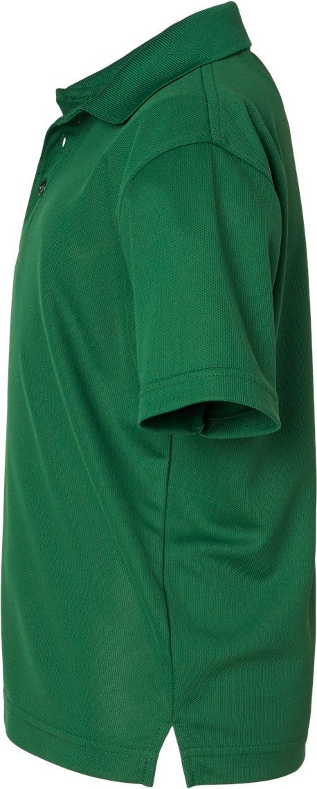 Left View of Hunter Green Youth Saratoga Performance Mini Mesh Polo - 108Y