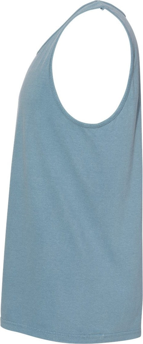 Left View of Ice Blue Garment-Dyed Heavyweight Tank Top - 9360