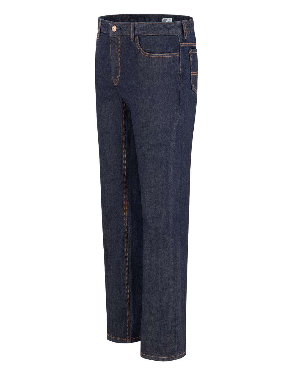 Left View of Indigo Blue - 32I Women's Industrial 5-Pocket Jeans - Extended Sizes - FD23EXT