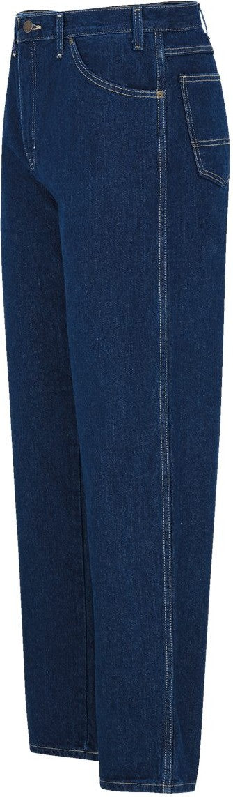Left View of Indigo Blue - 37 Unhemmed 5-Pocket Jeans - Odd Sizes - 1329ODD